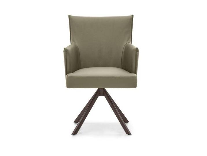 Musterring, Nilan Armlehnstuhl in Leder – optional mit Drehfunktion - Leder Tendens jade , Stativgestell Metall marron pulverbeschichtet , ohne Funktion, Drehfunktion, Modern von Musterring