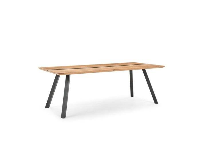 Musterring Nilan Esstisch mit Platte aus Wildeiche mit Harzfüllung - Wildeiche massiv geölt Harzfüllung anthrazit , 200 x 77 x 100, Industrial, Natur von Musterring