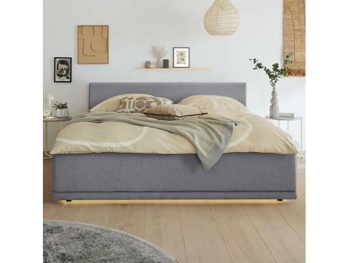 Musterring Polsterbett JustB! SC 200 Komfort Webstoff mit Bettkasten und Lattenrost 160x200cm Hellgrau modern, Mit Beleuchtung von Musterring