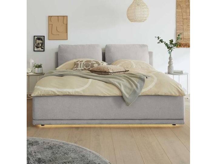 Musterring Polsterbett JustB! SC 200 Komfort Webstoff mit Bettkasten und Lattenrost 200x200cm Hellgrau modern, Mit Beleuchtung von Musterring
