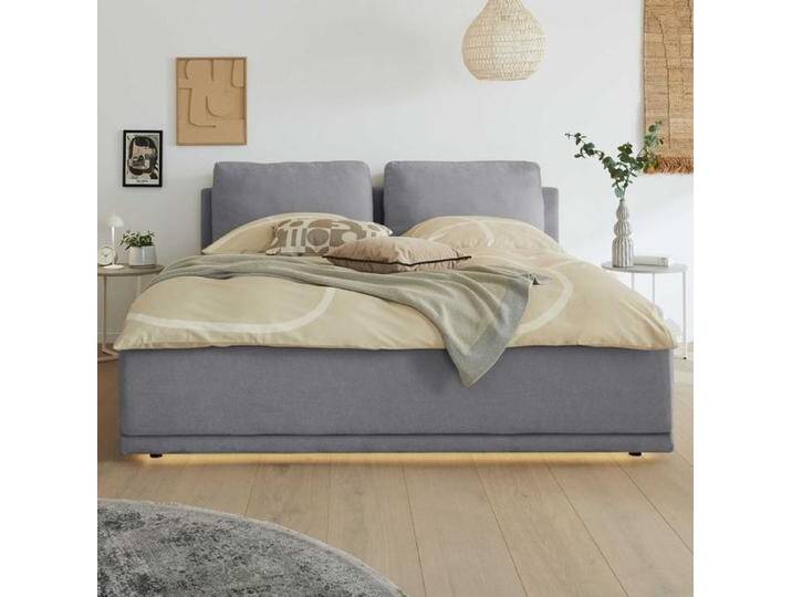 Musterring Polsterbett JustB! SC 200 Webstoff Komfort 180x200cm Hellgrau modern, Mit Beleuchtung von Musterring