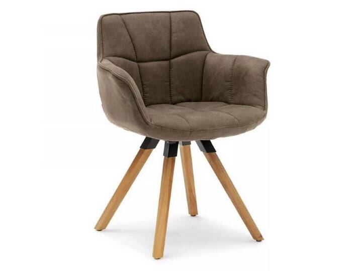 Musterring Schalenstuhl Tamina, 3D-Formschaumschale, Microfaserbezug, Stativgestell, beige, Wildeiche massiv geölt, stone von Musterring