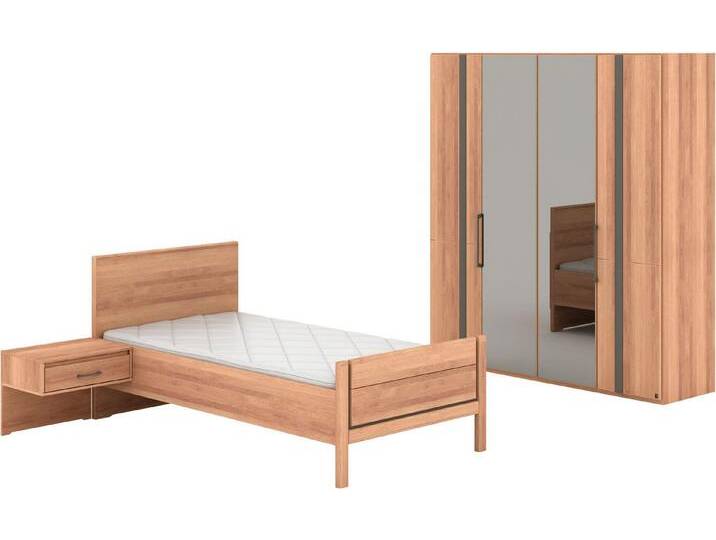 Musterring Schlafzimmer-Set Sorrent, Kleiderschrank, Bett & Nachtkommoden, teilmassiv Eiche, (2er-Set Nachtschränke, Drehtürenschrank 200 cm, Bett 100x200 cm), mit Dreh- und Falttüren, Schrankbreite 200cm von Musterring