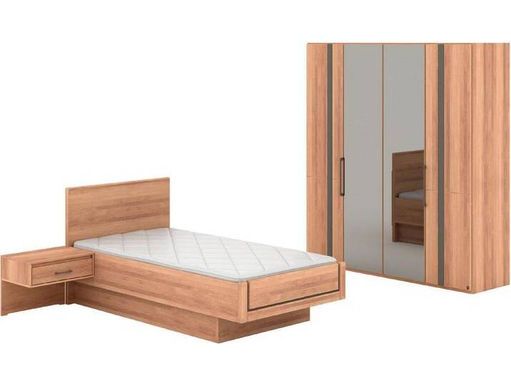Musterring Schlafzimmer-Set Sorrent, Kleiderschrank, Bett & Nachtkommoden, teilmassiv Eiche, (2er-Set Nachtschränke, Drehtürenschrank 200 cm, Bett 100x200 cm), mit Dreh- und Falttüren, Schrankbreite 200cm von Musterring