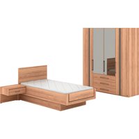Musterring Schlafzimmer-Set "Sorrent, Kleiderschrank, Bett & Nachtkommoden, teilmassiv Eiche" 2er-Set Nachtschränke, Drehtürenschrank 200 cm, Bett 100x200 cm, Schrank mit Türen und Schubkästen, Bett schwebende Optik, teilmassiv von Musterring