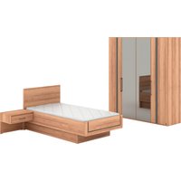 Musterring Schlafzimmer-Set "Sorrent, Kleiderschrank, Bett & Nachtkommoden, teilmassiv Eiche" 2er-Set Nachtschränke, Drehtürenschrank 200 cm, Bett 100x200 cm, mit Dreh- und Falttüren, Schrankbreite 200cm, Bett schwebende Optik von Musterring