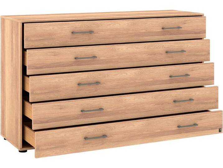Musterring Schubkastenkommode Sorrent Sideboard, Wäscheschrank, mit Schubladen, teilmassiv, 141 cm (Kommode, mit Selbsteinzug und Dämpfung, MADE IN GERMANY), Schubkästen mit Softabstoppung, Fronten Eiche massiv von Musterring