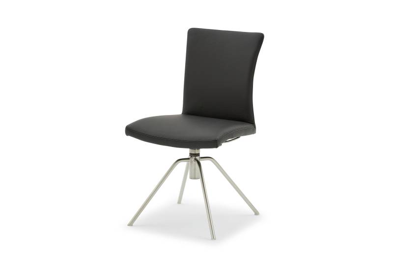 Musterring Stuhl Helmond, Leder Toledo nero, Gestell Edelstahl matt, frehbar, ca. B: 52 H: 91 T: 58 cm von Musterring