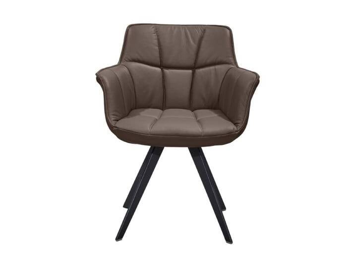 Musterring Tamina Schalensessel in Leder mit Stativgestell aus Eisen oder Wildeiche - Stativgestell Eisen schwarz , Leder Florenz dunkelbraun , Drehfunktion & Rückholfunktion, Industrial, Modern, Drehfunktion, Rückholfunktion von Musterring