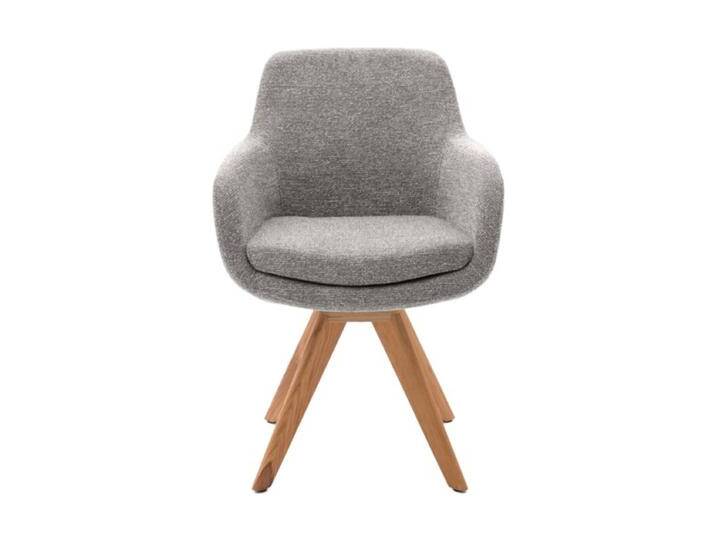 Musterring Tavia Schalensessel in Leder oder Textilgewebe mit Stativgestell aus Wildeiche - Strukturgewebe Sneak taupe , mit Drehfunktion & Rückholfunktion von Musterring