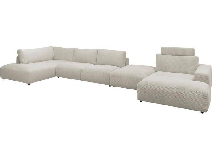 Musterring Wohnlandschaft Lucia U-Form, Cord-Bezug, inklusive Kopfstütze, Gesamtbreite 524 cm, grau, hellgrau von Musterring