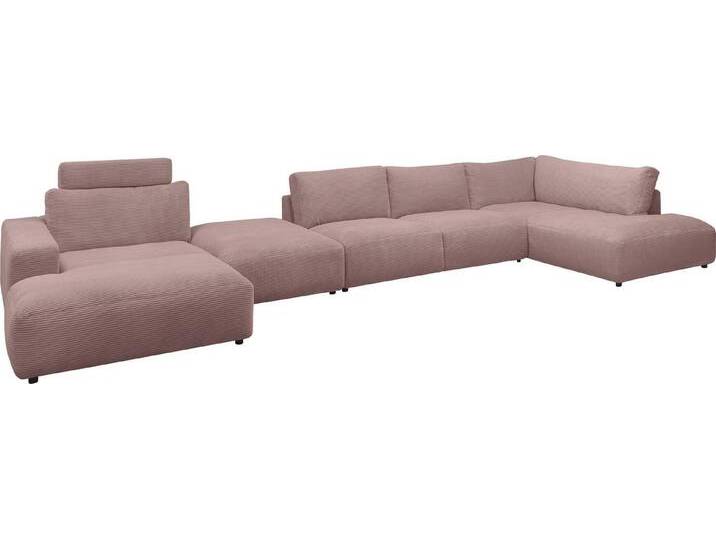 Musterring Wohnlandschaft Lucia U-Form, Cord-Bezug, inklusive Kopfstütze, Gesamtbreite 524 cm, rosa, rosa von Musterring
