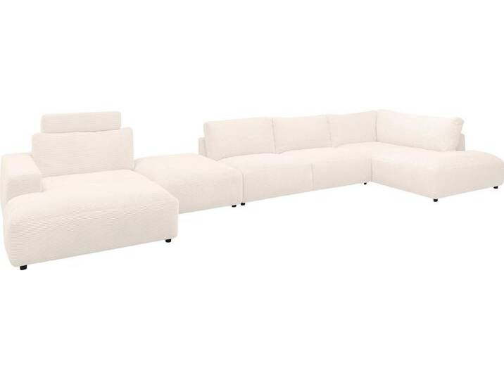 Musterring Wohnlandschaft Lucia U-Form, Cord-Bezug, inklusive Kopfstütze, Gesamtbreite 524 cm, weiß, weiß von Musterring