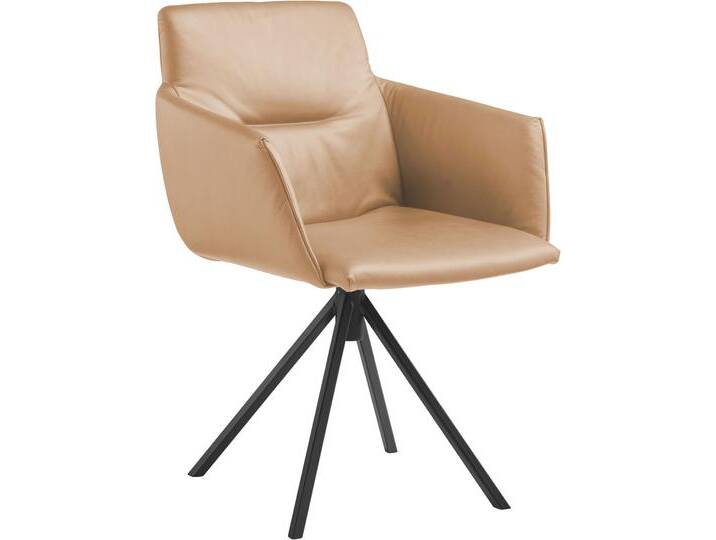 Polsterstuhl MUSTERRING JustB SP500 , beige (biskuit), drehbar inkl. Rückholfeder, Stühle, mit Armlehne, wahlweise mit Drehfunktion, Stativgestell in schwarz von Musterring