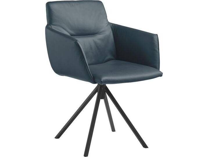 Polsterstuhl MUSTERRING JustB SP500 , blau (ocean blau), nicht drehbar, Stühle, mit Armlehne, wahlweise mit Drehfunktion, Stativgestell in schwarz von Musterring