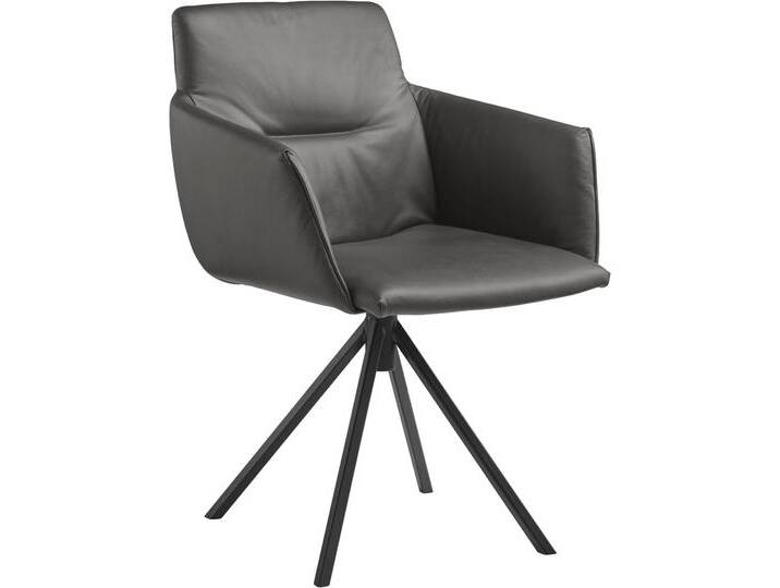 Polsterstuhl MUSTERRING JustB SP500 , grau (anthrazit), nicht drehbar, Stühle, mit Armlehne, wahlweise mit Drehfunktion, Stativgestell in schwarz von Musterring