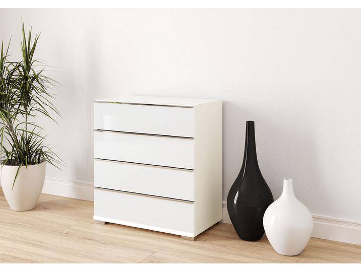 Schubkastenkommode MUSTERRING Imola W , weiß, B:75cm H:82cm T:42cm, Floatglas, Holzwerkstoff, Sideboards, mit Selbsteinzug und Dämpfung von Musterring