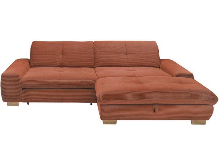 SetOne by Musterring ECKSOFA, Orange, Eiche, massiv, 2-Sitzer, Ottomane rechts, L-Form, 276x198 cm, Bettkasten erhältlich, Fußauswahl, Lederauswahl, von Musterring
