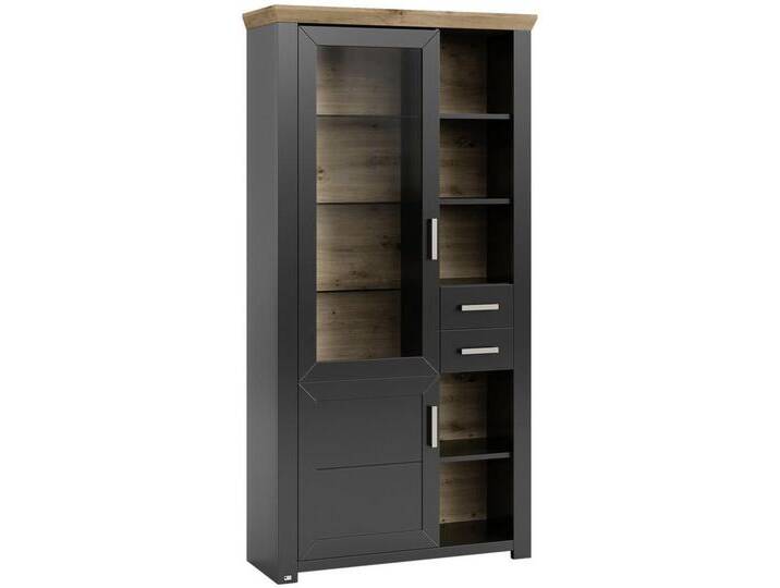 SetOne by Musterring VITRINE, Graphit, Eiche Artisan, Metall, 7 Fächer, 2 Schubladen, 104.5x206.6x42.2 cm, Typenauswahl, Wohnzimmer, Wohnwände, SetOne by Musterring VITRINE, Graphit, Eiche Artisan, Metall, 7 Fächer, 2 Schubladen, 104.5x206.6x42.2 cm, Typenauswahl, Wohnzimmer, Wohnwände, von Musterring