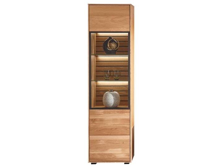 SetOne by Musterring VITRINE, Schwarz, Eiche, Metall, Eiche, furniert, massiv, 2x Holz 2x Glas Fächer, 50x198x40 cm, Beleuchtung, Wohnzimmer, SetOne by Musterring VITRINE, Schwarz, Eiche, Metall, Eiche, furniert, massiv, 2x Holz 2x Glas Fächer, 50x198x40 cm, Beleuchtung, Wohnzimmer, von Musterring