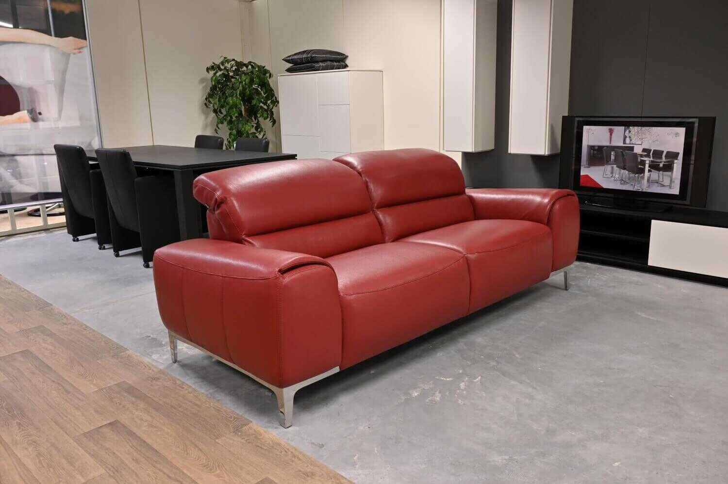 Sofa MR9100 Leder Trenbino Rot mit verstellbarer Kopfstütze von Musterring