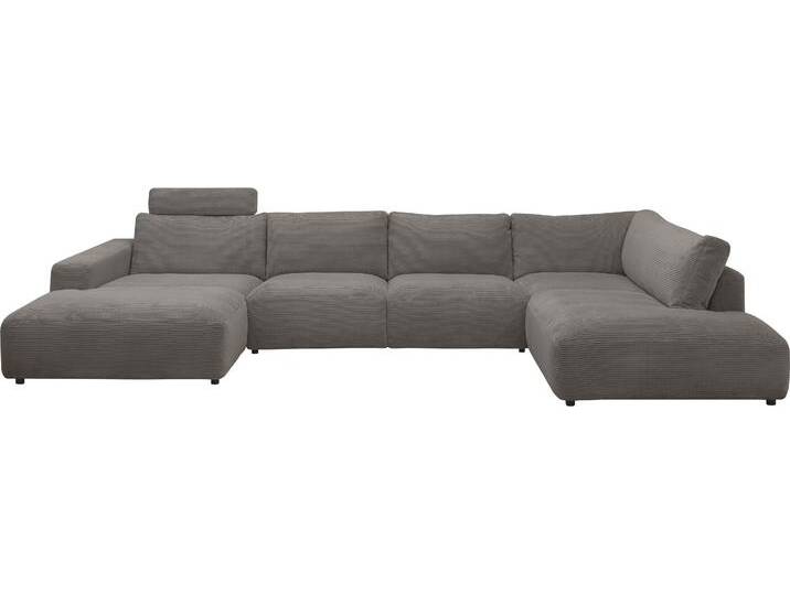 Wohnlandschaft MUSTERRING Lucia U-Form , grau (dunkelgrau), B:434cm H:81cm T:204cm, Sofas, Verschiedene Farben, inkl. Kopfstütze, Gesamtbreite 434 cm von Musterring