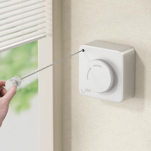 MUSTORN WäScheleine Ausziehbar,Nicht DurchhäNgende Einziehbare WäScheleine Wandmontage Retractable Clothesline 4.6M Edelstahlseil-Weiß von Mustorn