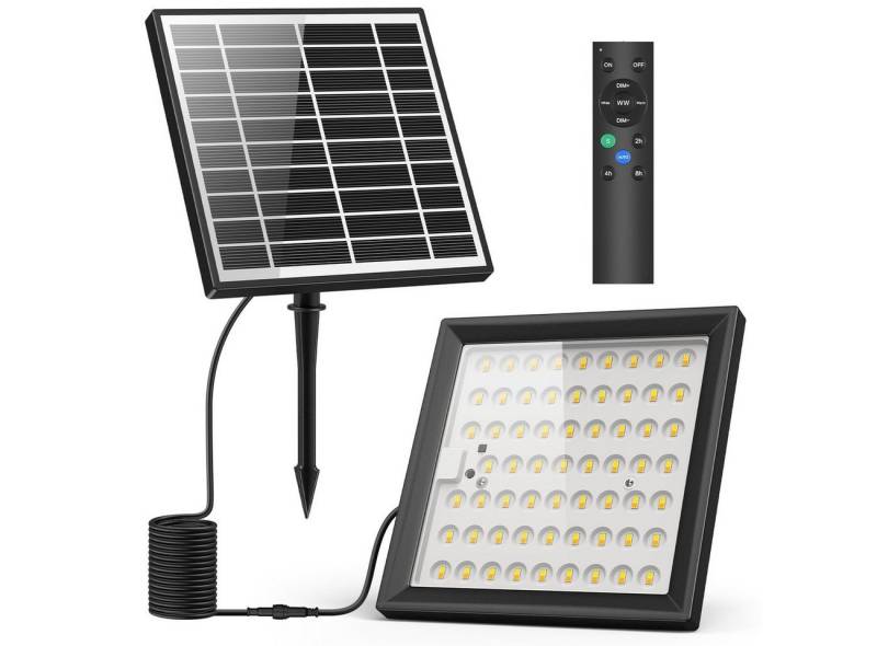 Novostella LED Solarleuchte Solarleuchte LED Solarlampe Fluter für Außen Garten 3-Kopf / 4-Kopf, LED fest integriert, Kaltweiß, 112 LEDs Außen Wandleuchte, mit Bewegungsmelder, 3 Modi von Novostella