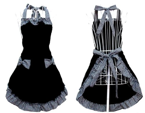 Musuntas Küche Mode Sweety Baumwolle Rasterfarbe arbeiten Köche Küche kochen Cook Flirty Schürze mit Bowknots Taschen Design großes Frau Töchter Damen von Musuntas