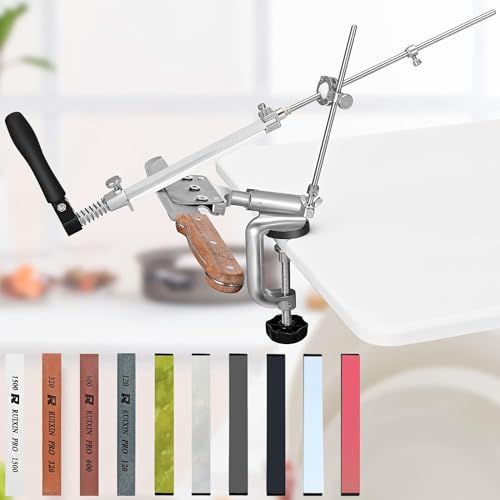 MusyVocay Professionelle manuelle Messerschärfer 10 Stück Wetzsteine, Messerschärfer mit 360° drehbarem Design für Haushaltsküche, Schleifen von Präzisionsteilen von MusyVocay