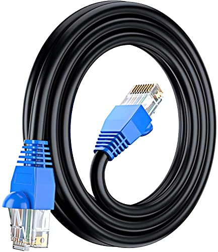 MutecPower CAT6 10m Außen Verwendung wasserdicht - CCA - Direct Burial Ethernet Netzwerkkabel - 250 MHz - Schwarz - 10 Meter mit kabelbinder von MutecPower