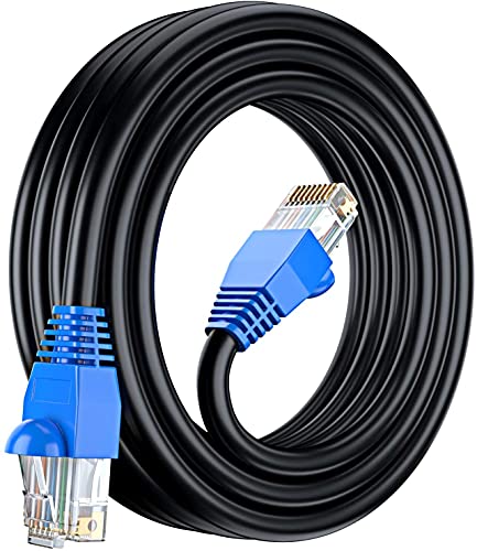 MutecPower CAT6 15m Außen Verwendung wasserdicht - CCA - Direct Burial Ethernet Netzwerkkabel - 250 MHz - Schwarz - 15 Meter mit kabelbinder von MutecPower