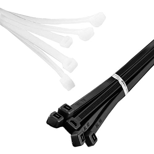 MutecPower Kabelbinder 67cm lang Schwarz & Weiß Nylon 10-Pack Schwerlast Hält 80kg - 8.8x670mm von MutecPower