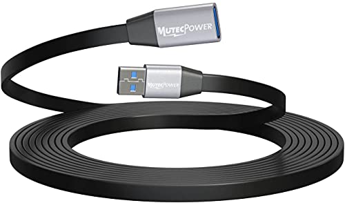 MutecPower Super FLACHES 1m USB 3.0 aktives USB Repeater Verlängerungskabel Stecker auf Buchse Ultra DÜNN - Schwarz 1 Meter - kompatibel mit Laptops, Festplatten, Xbox, PS4, VR, Druckern, Oculus Rift von MutecPower