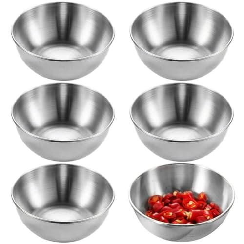 6 Stück Edelstahl-saucenschalen, Runde Gewürzschalen, Sushi-dip-Schalen, Kleine Gewürzbecher, Metall-zutatenschalen Für Die Zubereitung Von Vorspeisen in Der Küche von Muteitt