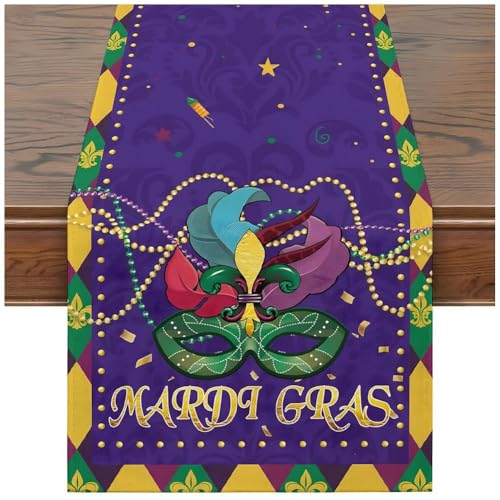 Mardi Gras Tischläufer Mardi Gras Maske Tischdecke Für Mardi Gras Brasilien Karneval Maskerade Party Abendessen Tischdekoration von Muteitt