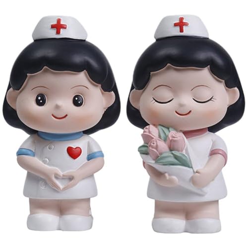 Muteitt 2 Stück Engel-Krankenschwester-Ornament, Schutzengel-Statue, Kunstharz, Sammlerfiguren, Feengarten-Dekoration, Foto-Requisiten von Muteitt
