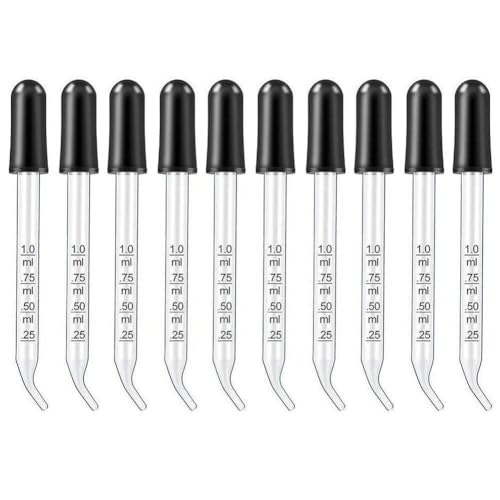 Muteitt Augentropfer, 10 Stück, Glastropfer Messpipetten, Pipettentropfer Gummikopf, Glaspipette Für Medizin, Ätherische Öle, Labor von Muteitt