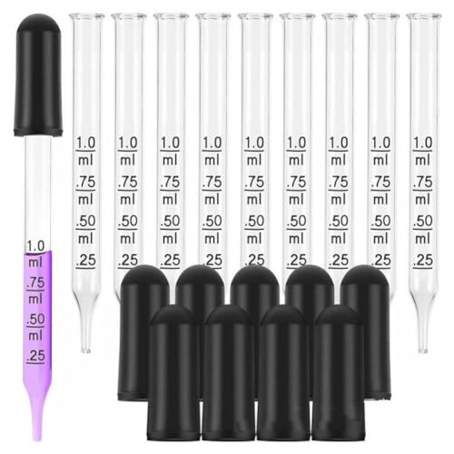 Muteitt Augentropfer, 10 Stück, Glastropfer Messpipetten, Pipettentropfer Gummikopf, Glaspipette Für Medizin, Ätherische Öle, Labor von Muteitt