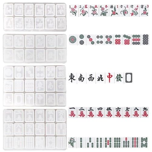 Muteitt Mahjong-Form, Mahjong-Fondant-Formen, DIY-Harz, Silikonformen, Chinesische Mahjong-harzform, Hand-DIY-Form, Harzgussformen von Muteitt