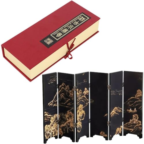 Muteitt Mini-klappschirm, 6-Panel-trennwand, Chinesischer Mini-Desktop-klappschirm, Feng Shui-Ornamente, Traditionelle Chinesische Kunstdekoration von Muteitt
