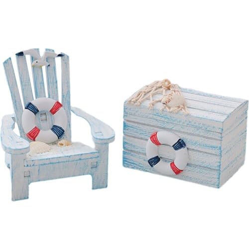 Muteitt Strandkorb-Ornament Im Mediterranen Stil, 2 Stück, Mini-holzkiste, Stranddekoration, Nautische Dekoration Für Puppenhaus, Badezimmer, Schlafzimmer von Muteitt