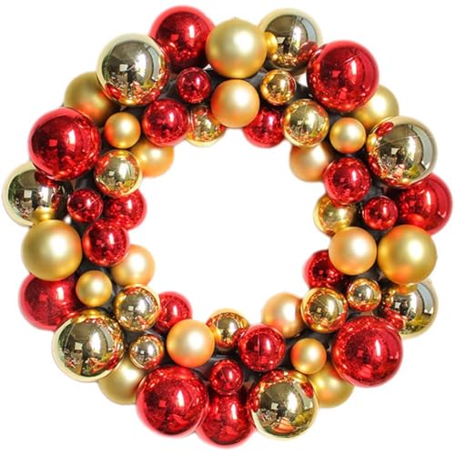 Muteitt Weihnachtskranz, Weihnachtskugel-Kranz, Weihnachts-hängegirlande, Kranz-Ornamente Für Haustür, Bauernhaus, Innen- Und Außenbereich, Urlaubs- Und Heimdekoration von Muteitt