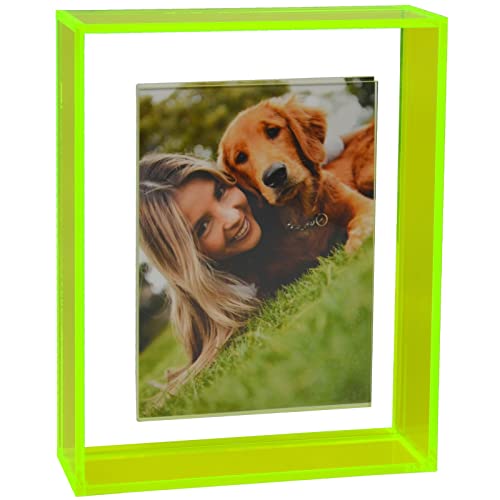 Mutellstory Acryl-Bilderrahmen, 10,2 x 15,2 cm, Neonfarben, schwebender Fotorahmen für Wandhalterung und Tischplatte, dekorativ, in Galerie, Heimbüro, Neongrün von Mutellstory