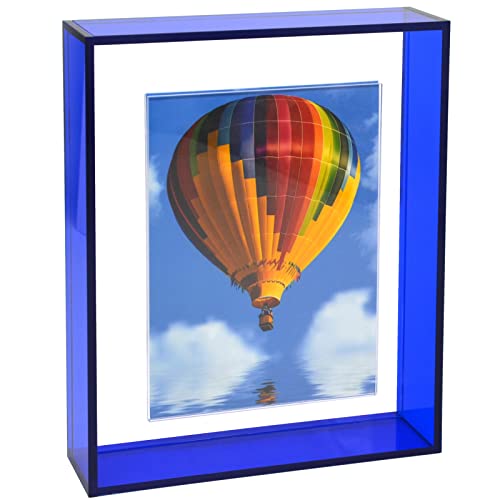 Mutellstory Acryl-Bilderrahmen, 10,2 x 15,2 cm, Neonfarben, schwebender Fotorahmen für Wandhalterung und Tischplatte, dekorativ in Galerie, Heimbüro, Klein Blau von Mutellstory