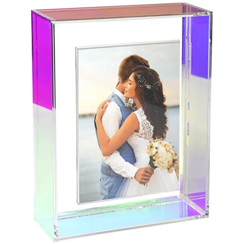 20.3x25.4 cm, schwebender Bilderrahmen, Neon-Acryl, Wandhalterung, Tischplatte, Schreibtischrahmen, schillernde Dekoration, farbiger moderner Bilderrahmen für Galerie, Zuhause, Büro, Regenbogenfarben von Mutellstory