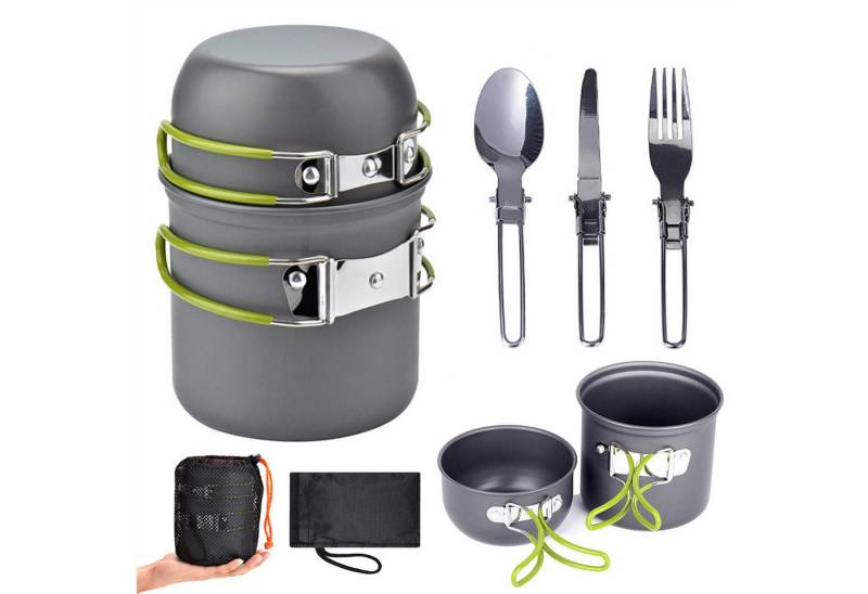 Mutig Geschirr-Set Camping Kochgeschirr Set, Topf Outdoor mit Faltbarer Messer Gabel, 2 Personen, Ungiftig, geruchlos, hohe Härte und umweltfreundlich Mutig Geschirr-Set Camping Kochgeschirr Set, Topf Outdoor mit Faltbarer Messer Gabel, 2 Personen, Ungiftig, geruchlos, hohe Härte und umweltfreundlich von Mutig