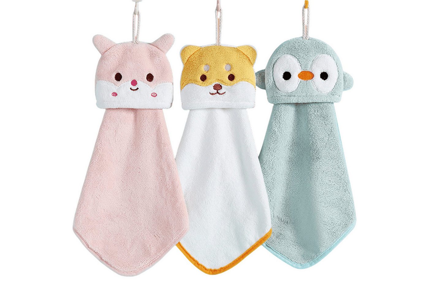 Mutig Handtücher 3 Stück Handtuch Hängendes Küchenhandtuch Süßer Tier Waschlappen, (wasserabsorbierend, Korallensamt, Handtuch, zum Aufhängen saugfähiger), für Küchen und Badezimmer Wohnzimmer Kinder und Erwachsene von Mutig