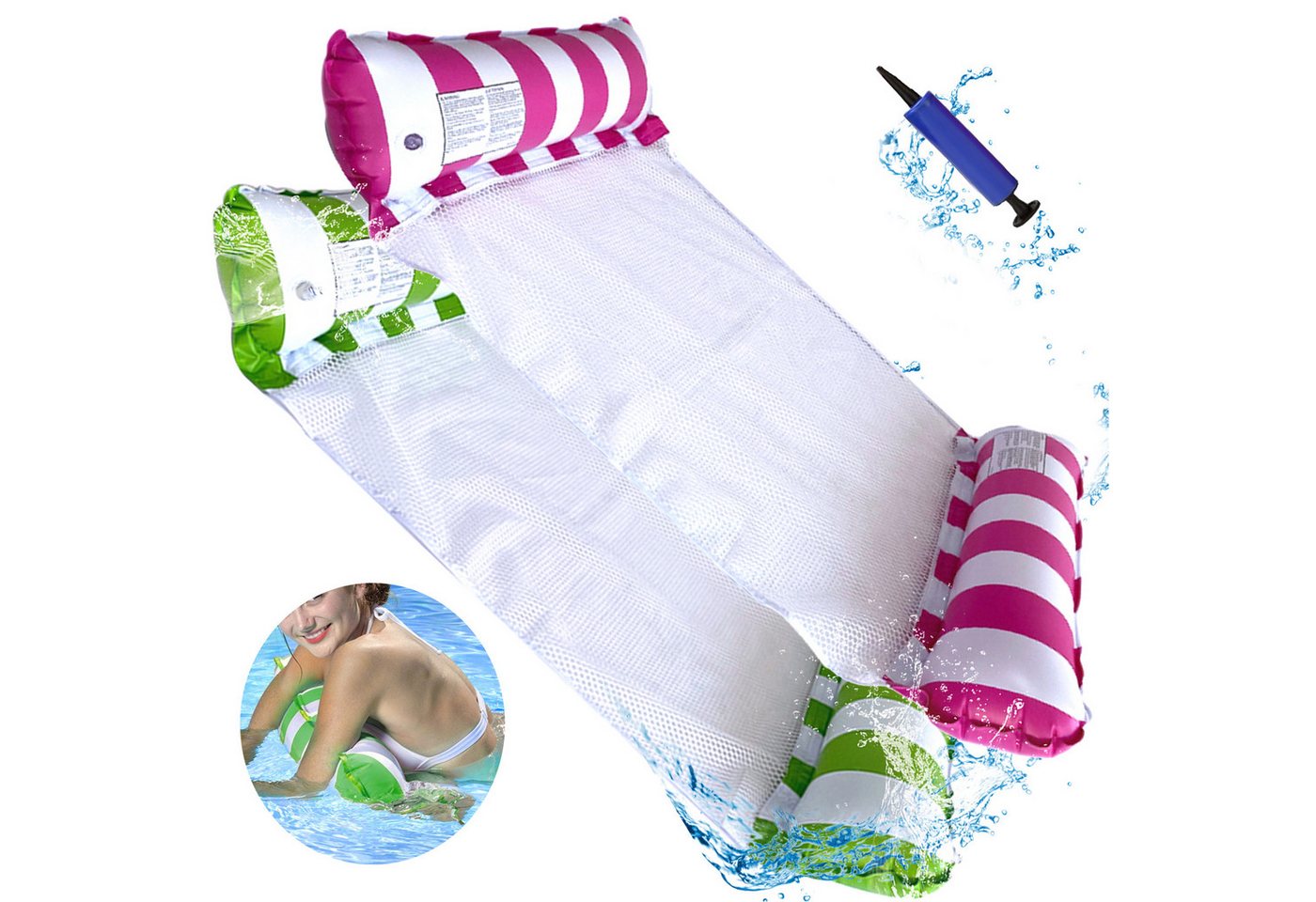 Mutig Luftmatratze Wasserhängematte, 4 in 1 luftmatratze Netz Erwachsene Schwimmsessel, (Luftmatratzen Wasserliege Spielzeug, mit 2 Luftpumpe, Große Lastkapazität, Kompakt & Tragbar, für Pool und Strand) Mutig Luftmatratze Wasserhängematte, 4 in 1 luftmatratze Netz Erwachsene Schwimmsessel, (Luftmatratzen Wasserliege Spielzeug, mit 2 Luftpumpe, Große Lastkapazität, Kompakt & Tragbar, für Pool und Strand) von Mutig