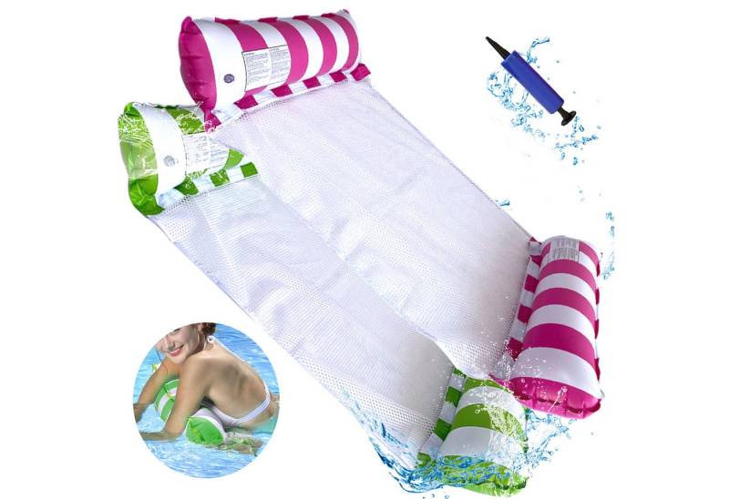 Mutig Luftmatratze Wasserhängematte, 2 Stück luftmatratze Netz Erwachsene Schwimmsessel, (Luftmatratzen Wasserliege Spielzeug, mit 2 Luftpumpe, Große Lastkapazität, Kompakt & Tragbar, für Pool und Strand) von Mutig